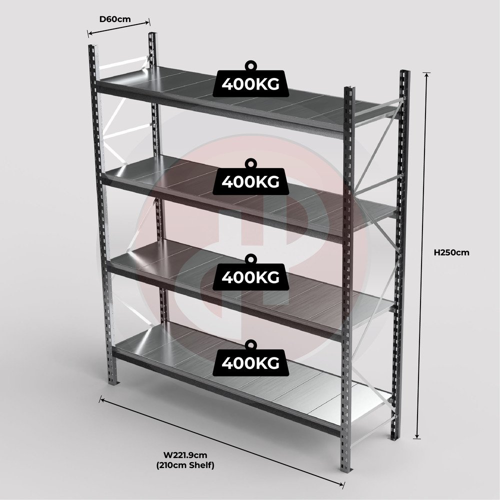Mini Racking System 210 x 60 x 250cm H with 4 Galvanised Shelves