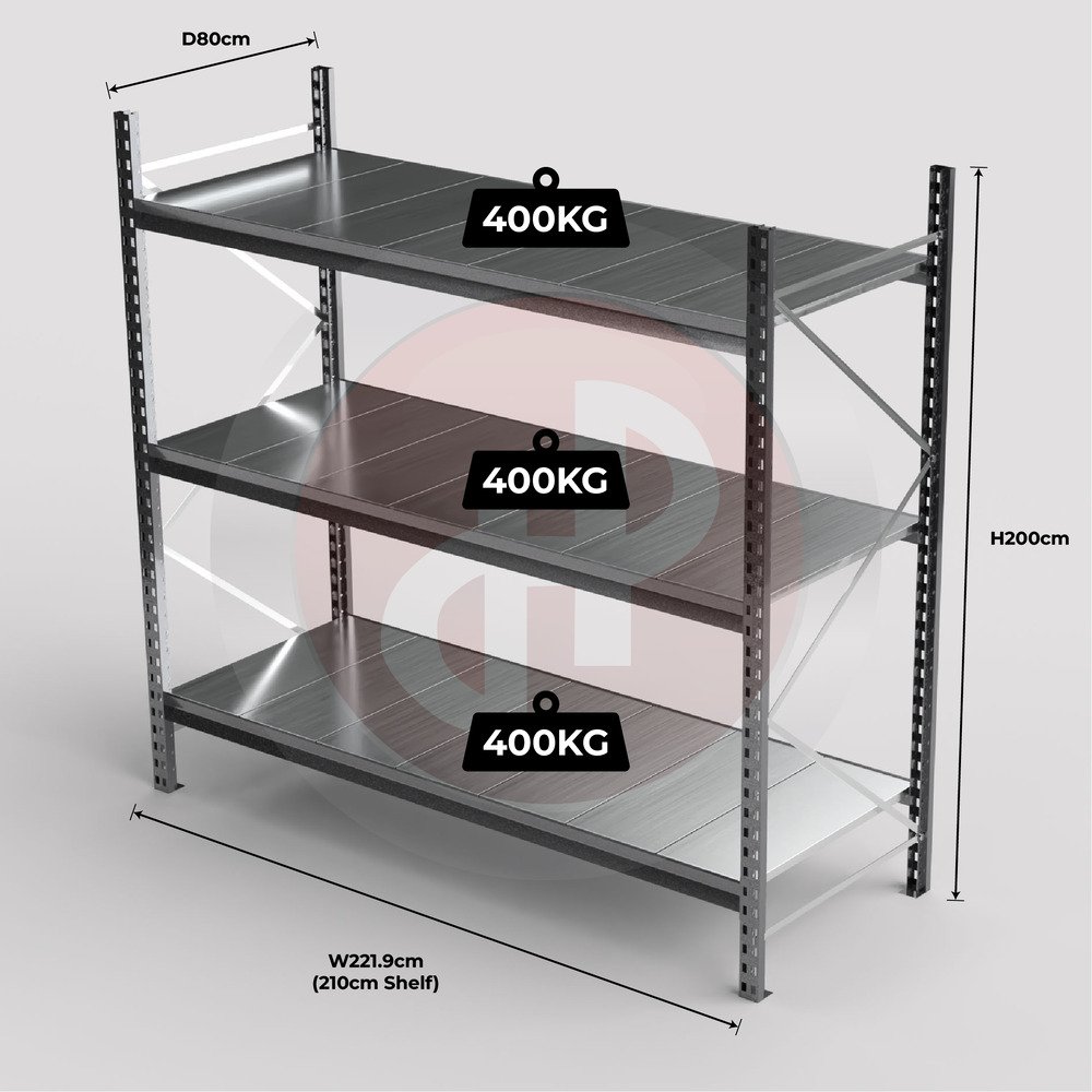 Mini Racking System 210 x 80 x 200cm H with 3 Galvanised Shelves