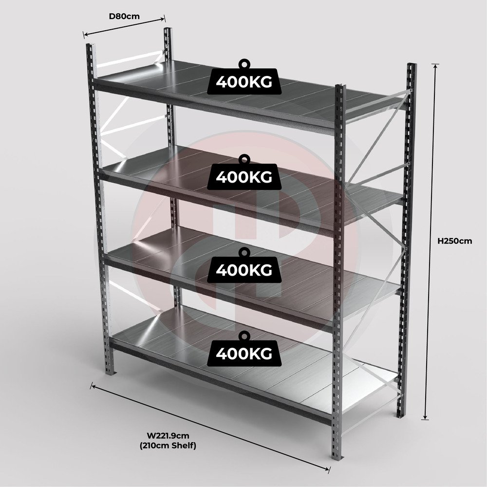 Mini Racking System 210 x 80 x 250cm H with 4 Galvanised Shelves